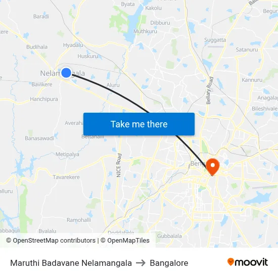 Maruthi Badavane Nelamangala to Bangalore map