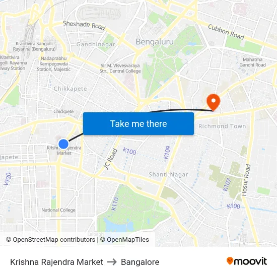 Krishna Rajendra Market to Bangalore map