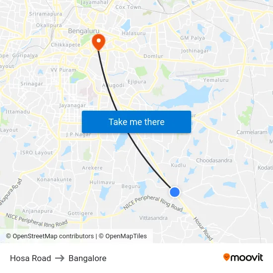 Hosa Road to Bangalore map