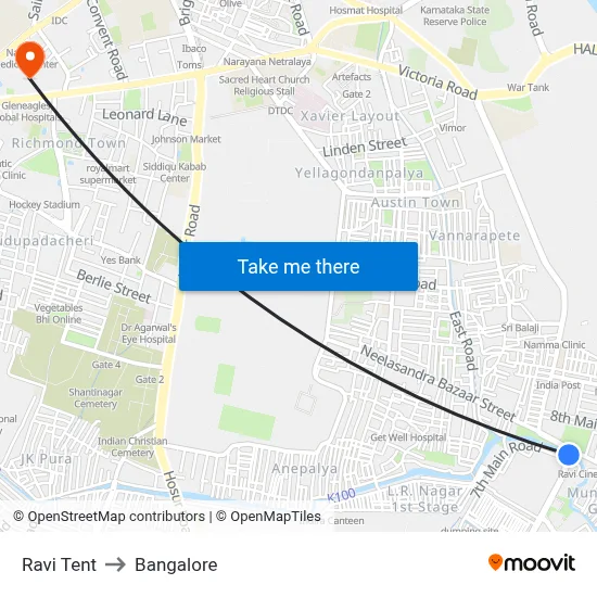 Ravi Tent to Bangalore map