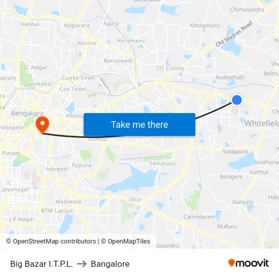 Big Bazar I.T.P.L. to Bangalore map
