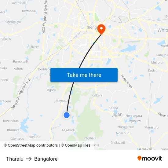 Tharalu to Bangalore map