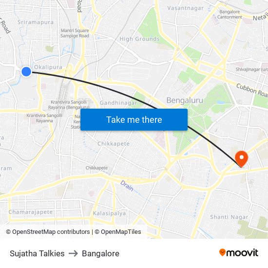 Sujatha Talkies to Bangalore map