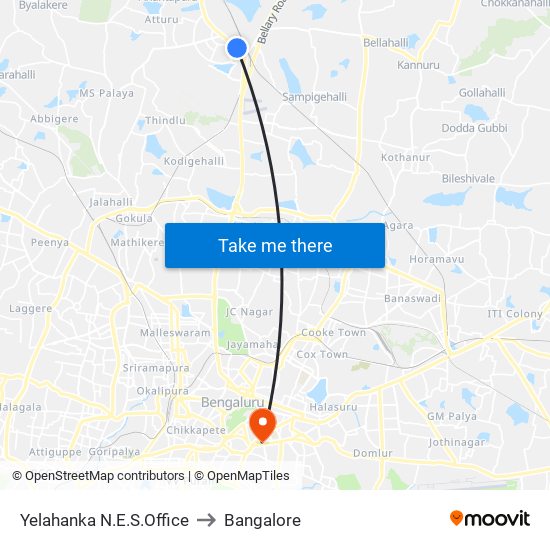 Yelahanka N.E.S.Office to Bangalore map