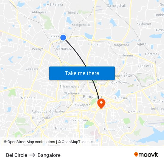 Bel Circle to Bangalore map