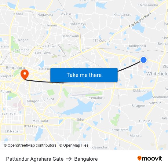Pattandur Agrahara Gate to Bangalore map