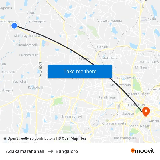 Adakamaranahalli to Bangalore map