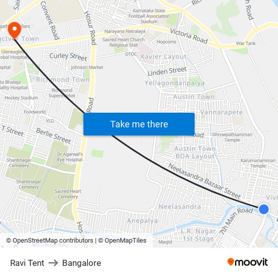 Ravi Tent to Bangalore map