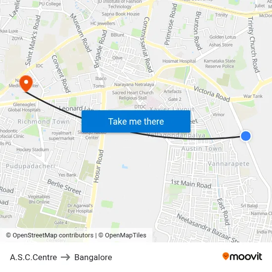 A.S.C.Centre to Bangalore map