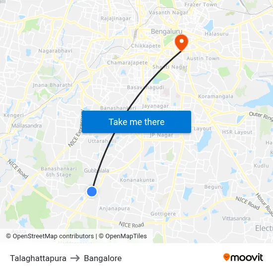 Talaghattapura to Bangalore map
