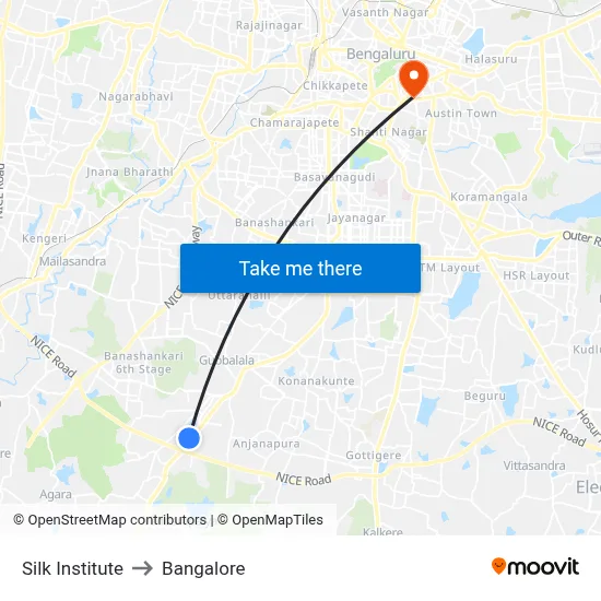 Silk Institute to Bangalore map