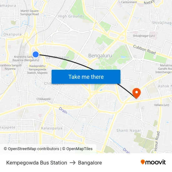 Kempegowda Bus Station to Bangalore map
