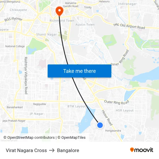 Virat Nagara Cross to Bangalore map