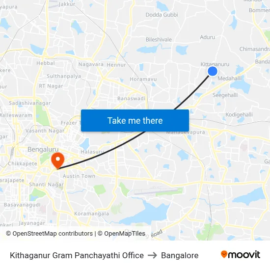 Kithaganur Gram Panchayathi Office to Bangalore map