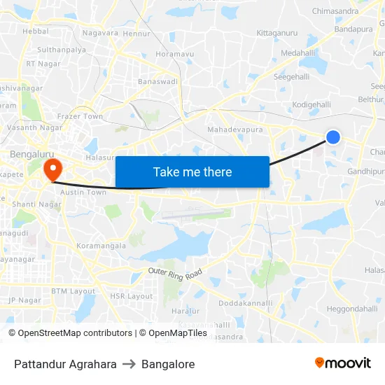 Pattandur Agrahara to Bangalore map