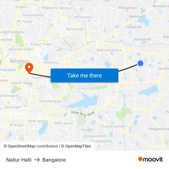 Nallur Halli to Bangalore map