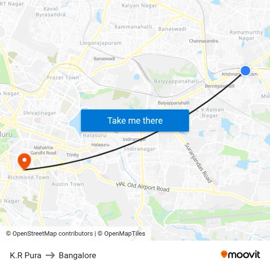 K.R Pura to Bangalore map