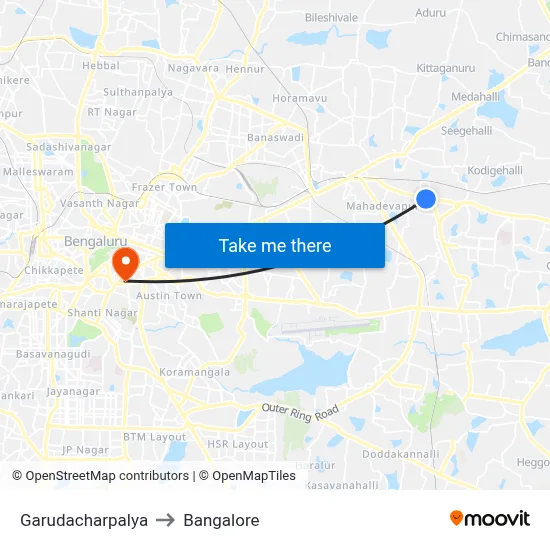 Garudacharpalya to Bangalore map