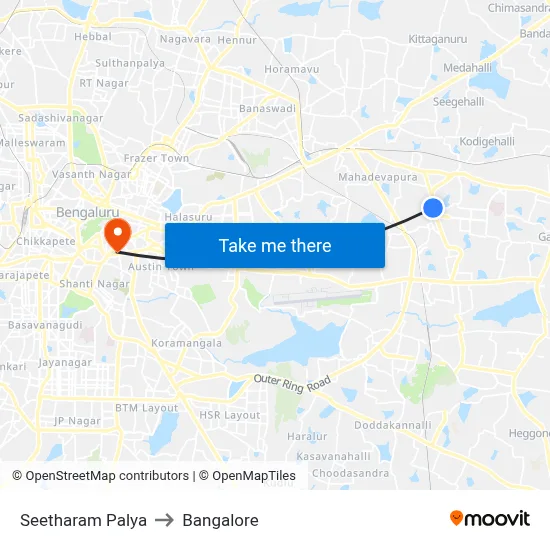 Seetharam Palya to Bangalore map