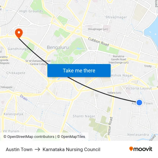 Austin Town to Karnataka Nursing Council map
