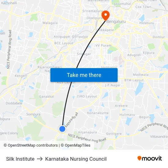 Silk Institute to Karnataka Nursing Council map