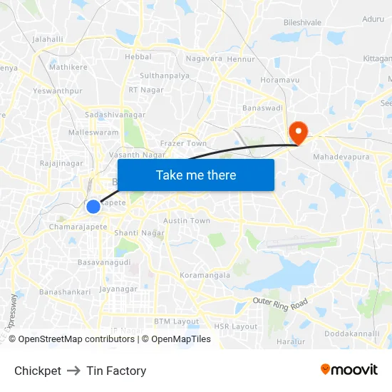 चिकपेट to टिन फैक्ट्री map