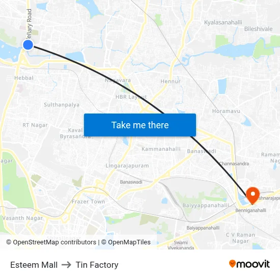 Esteem Mall to Tin Factory map