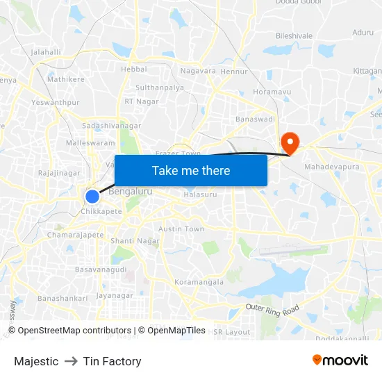 Majestic to Tin Factory map