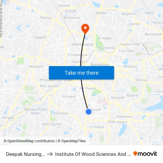 Deepak Nursing Home to Institute Of Wood Sciences And Technology map