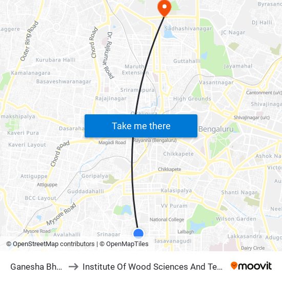Ganesha Bhavan to Institute Of Wood Sciences And Technology map