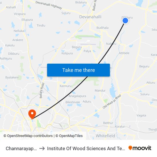 Channarayapatna to Institute Of Wood Sciences And Technology map