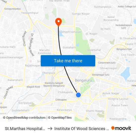 St.Marthas Hospital Corporation to Institute Of Wood Sciences And Technology map