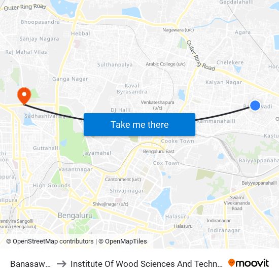 Banasawadi to Institute Of Wood Sciences And Technology map