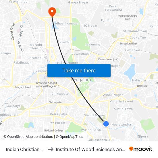 Indian Christian Cemetry to Institute Of Wood Sciences And Technology map