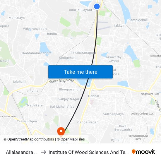 Allalasandra Gate to Institute Of Wood Sciences And Technology map