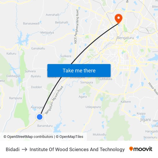 Bidadi to Institute Of Wood Sciences And Technology map