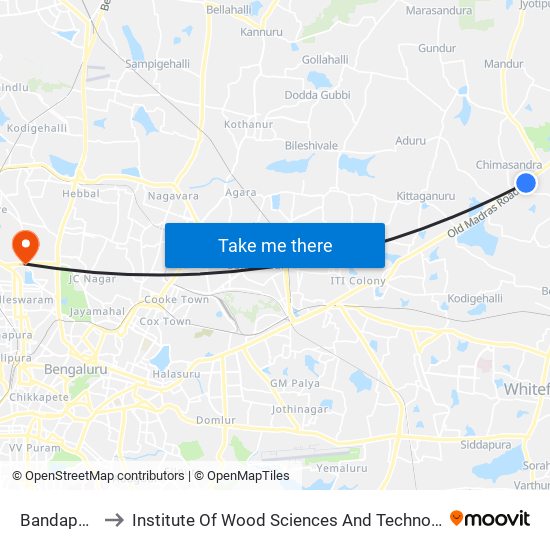 Bandapura to Institute Of Wood Sciences And Technology map