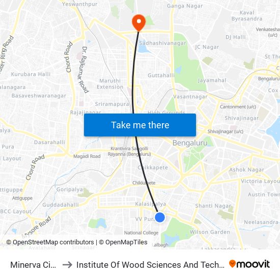 Minerva Circle to Institute Of Wood Sciences And Technology map