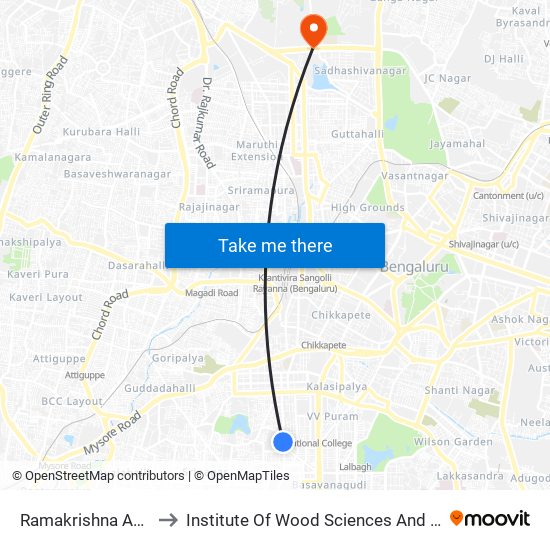 Ramakrishna Ashrama to Institute Of Wood Sciences And Technology map