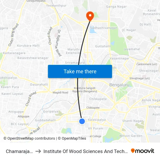 Chamarajapet to Institute Of Wood Sciences And Technology map