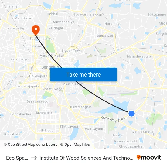 Eco Space to Institute Of Wood Sciences And Technology map