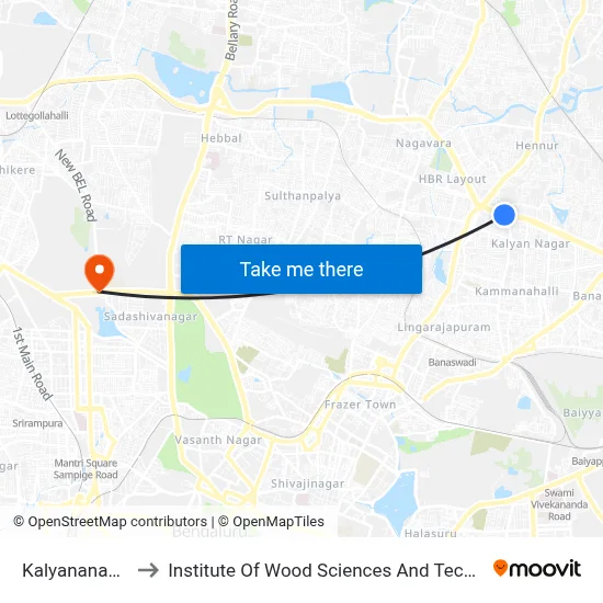 Kalyananagara to Institute Of Wood Sciences And Technology map