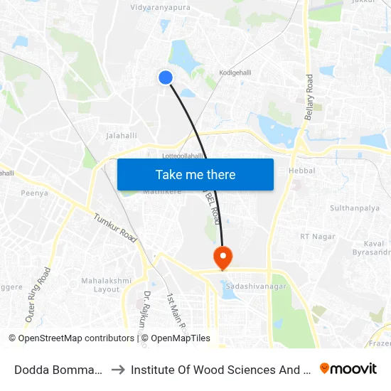 Dodda Bommasandra to Institute Of Wood Sciences And Technology map