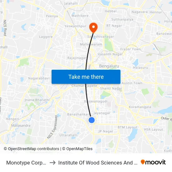 Monotype Corporation to Institute Of Wood Sciences And Technology map