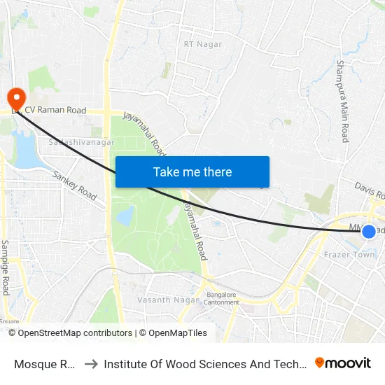 Mosque Road to Institute Of Wood Sciences And Technology map