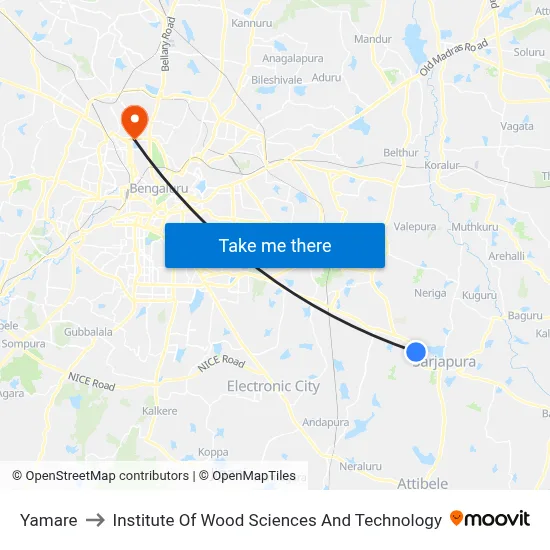 Yamare to Institute Of Wood Sciences And Technology map