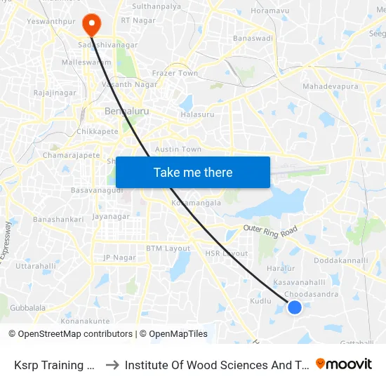 Ksrp Training Centre to Institute Of Wood Sciences And Technology map