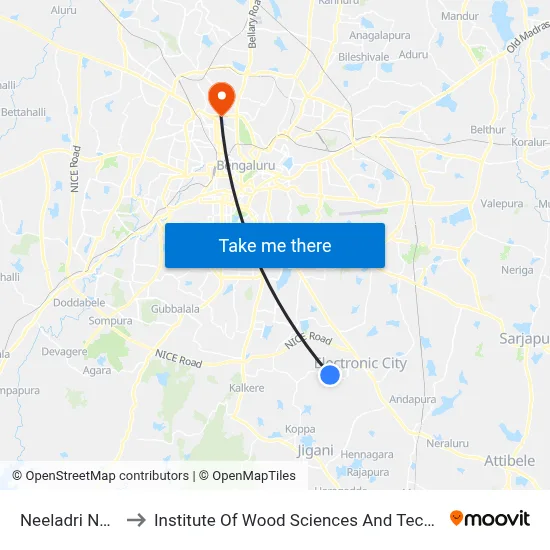 Neeladri Nagar to Institute Of Wood Sciences And Technology map