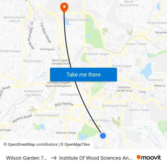 Wilson Garden 7th Cross to Institute Of Wood Sciences And Technology map