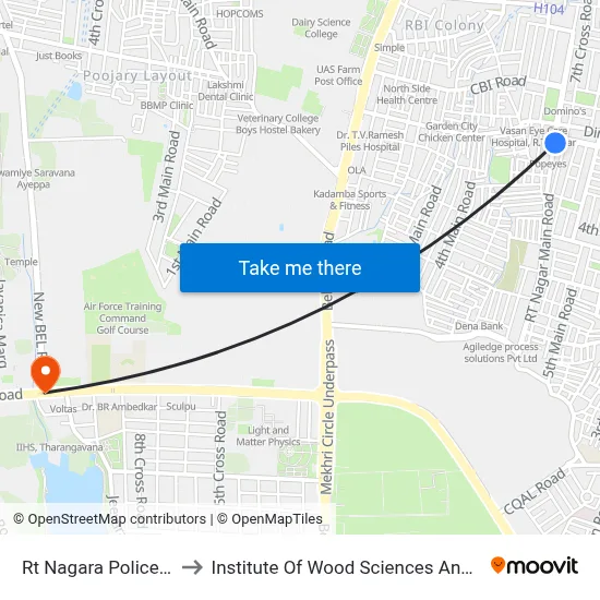 Rt Nagara Police Station to Institute Of Wood Sciences And Technology map
